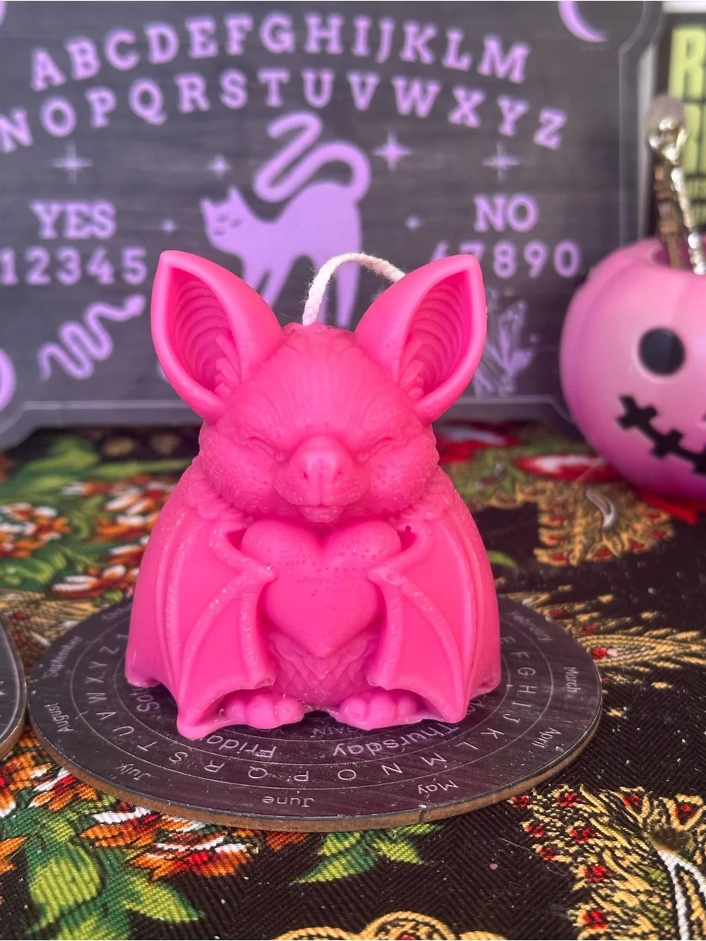 Pink Heart Bat Candle